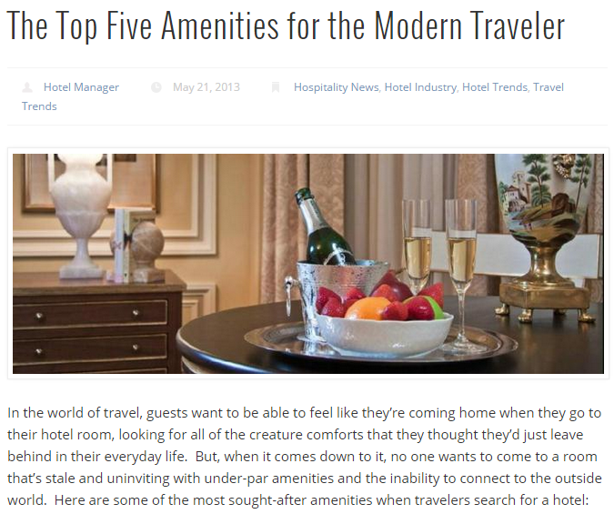 The Top Five Amenities for the Modern Traveller